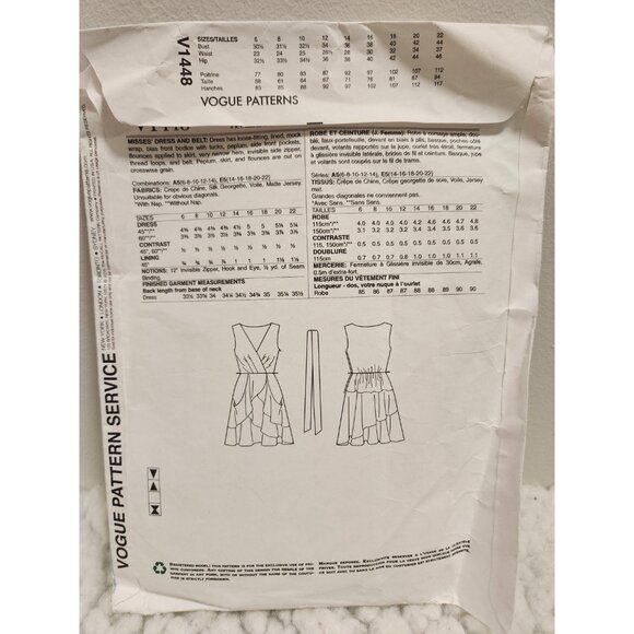 DKNY Dress Sewing Pattern V1448 • Vogue Designer Pattern • Sleeveless Wrap - Picture 10 of 13